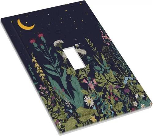 Miniatura 3 de Cubierta de Interruptor de Luz de 1 Gang con Flores Silvestres Bohemias, Hierbas, Floral, Decorativa, Planta Botánica, Naturaleza, Acuarela, Placa