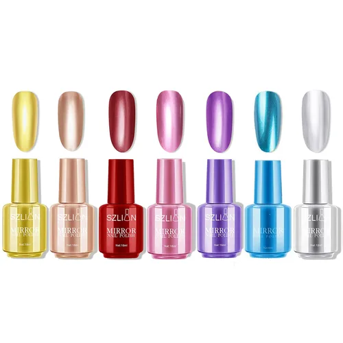 Miniatura 13 de Esmalte de uñas metálico, herramienta de manicura acrílica para bricolaje, esmalte de uñas de pintura de secado rápido y despega (morado)