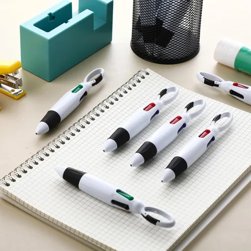 Miniatura 7 de Tatuo Paquete de 24 bolígrafos retráctiles con clip de hebilla, 4 colores neón en uno con llavero de hebilla en la parte superior para adultos Negro