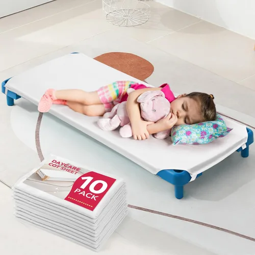 Miniatura 7 de 2 piezas de sábanas para catre de guardería, 23" x 51", sábana rosa de tamaño para catre de guardería con bucles elásticos en las esquinas