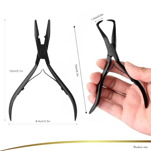 Miniatura 8 de Kit de herramientas para extensiones de cabello EHDIS de acero inoxidable, juego de alicates para micro enlaces de cuentas de cabello y removedor