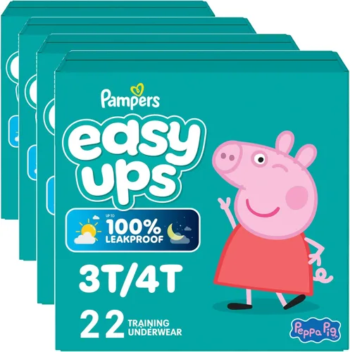 Miniatura 23 de Easy Ups - Pantalones de entrenamiento para niñas y niños, talla 4 (2T3T), 25 unidades, ropa interior absorbente de Peppa Pig, hasta un 100% a