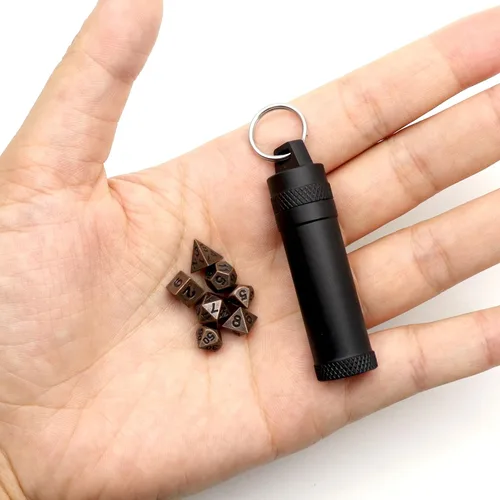 Miniatura 9 de Juego de Dados Haxtec Mini: Pequeño Juego de Dados Metálicos DND con Estuche para Dados Portátil Juego de Dados Metálicos Antiguos de Bronce