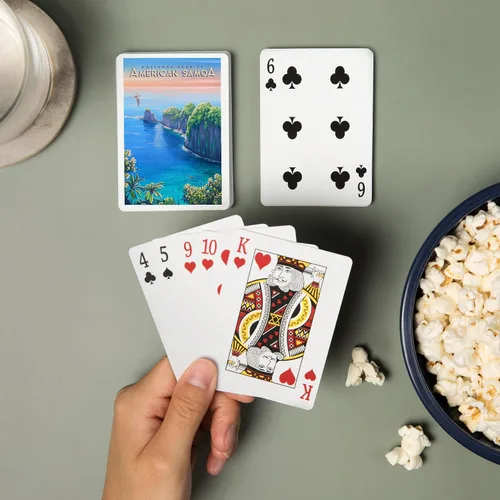 Miniatura 2 de Lantern Press Parque Nacional de Samoa Americana, pintura al óleo (52 cartas de juego, baraja de cartas de tamaño póquer con Jokers)