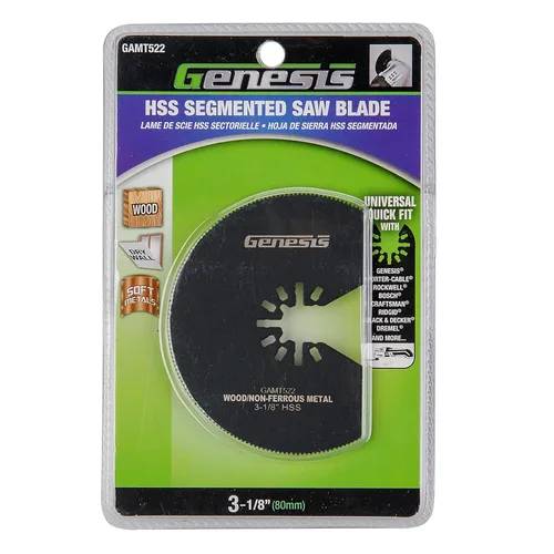 Miniatura 5 de Genesis GAMT522 Universal Quick-Fit 3 1/8" HSS Segmentado Oscilante Multiherramienta de Liberación Rápida Hoja de Sierra