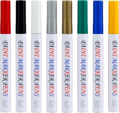 Rotuladores de pintura a base de aceite de 8 colores, bolígrafos de pintura permanentes impermeables para pintura roca, vidrio, metal, madera,
