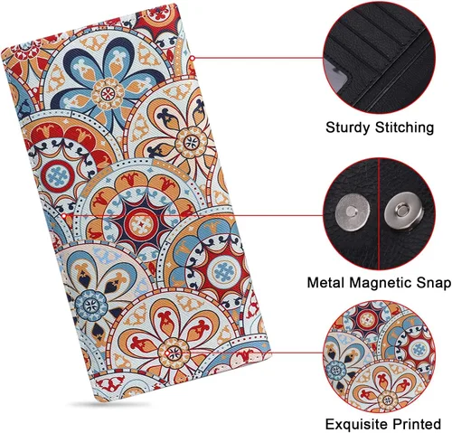 Miniatura 48 de HUA ANGEL Billetera para mujer, ultra delgada y delgada, con bloqueo RFID, tarjetero de crédito, doble embrague, carteras largas, regalo para A-ámbar