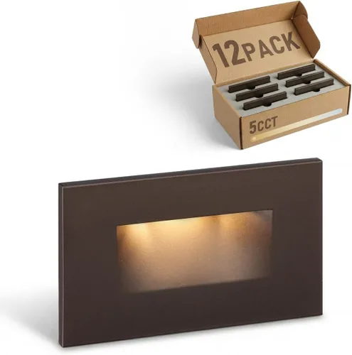 Miniatura 11 de LEONLITE Paquete de 12 luces LED 5CCT de 120 V, 3.5 W, 5 % 100 %, regulables, para interiores y exteriores, ubicación húmeda, CRI90, ETL, aluminio