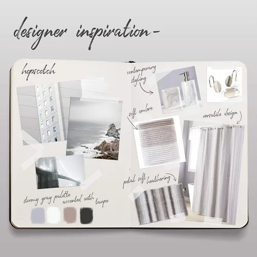 Miniatura 3 de SKL Home by Saturday Knight Ltd. Cortina de ducha de tela Hopscotch, color gris, 72x72 pulgadas Hopscotch (gris)