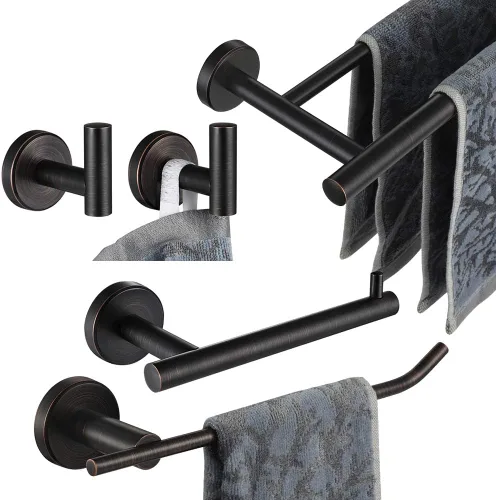 Miniatura 14 de JQK BAS105-BN - Juego de accesorios de baño de 5 piezas, accesorios de baño con acabado cepillado, incluye barra de toalla de 24 pulgadas, barra