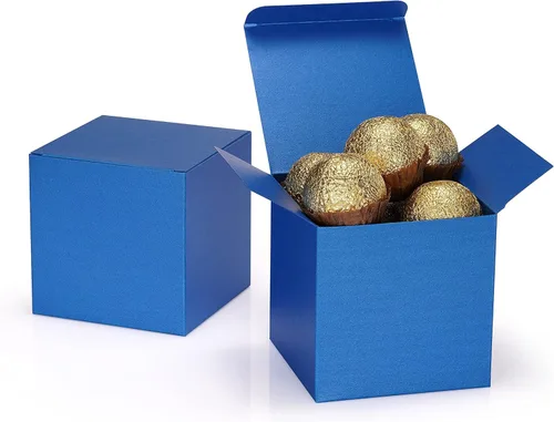 Miniatura 7 de Quotidian Cajas de regalo plegables de papel perlado italiano vintage con purpurina y tapas, de 3 x 3 x 3 pulgadas (7.6 x 3.0 x 3.0 x 3.0 in)