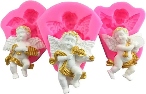 Cestony Mini moldes de silicona de ángel para bricolaje, pasteles, fondant, galletas, pudín de azúcar, chocolate, caramelos duros, decoración de