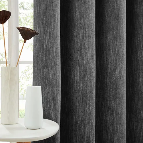 Miniatura 24 de Melodieux Elegantes cortinas opacas de algodón para oscurecer la habitación, para sala de estar, dormitorio, con aislamiento térmico, paneles
