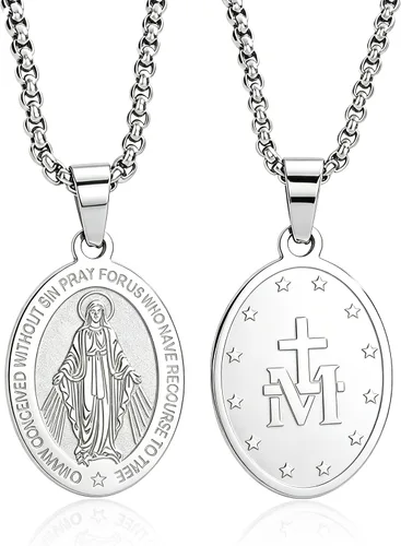Miniatura 9 de Collar de patrón de santo, San Miguel/Virgen María/Rafael/Judá/Cristóbal/Benedicto/José/Patricio/Francisco/Florián/Tomás/Antonio, acero inoxidable