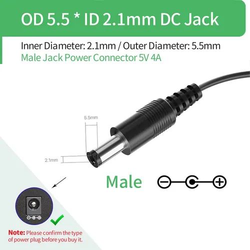 Miniatura 2 de Adaptador de fuente de alimentación de CA a CC 5V 4A, enchufe 0.217 in x 0.083 in, UL listado