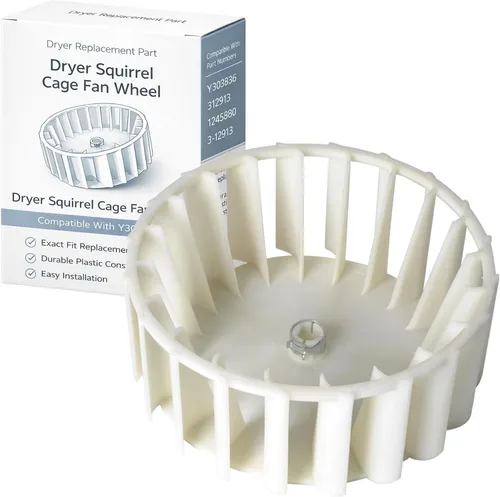 Actualiza Y303836 Rueda de Soplador de Secadora – 19 cm de Diámetro Compatible con Maytag 312913 1245880 3-12913 3-3836 Rueda de Ventilador de Jaula