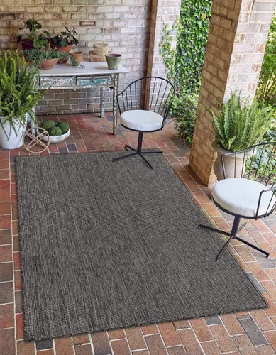 Miniatura 28 de Unique Loom Collection Alfombra de Área Plana Casual de Transición Sólida Jaspeada para Interiores/Exteriores (Pasillo 2' x 6' 1", Azul/Azul Marino)