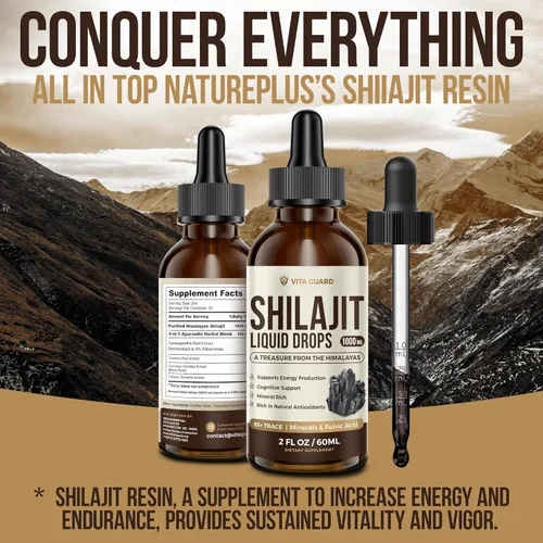 Miniatura 7 de Gotas líquidas Shilajit del Himalaya, 1000 mg de energía e inmunidad con más de 85 oligoelementos y ácido fúlvico, suplemento de fuerza, vitalidad