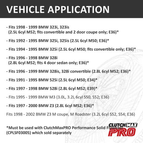 Miniatura 3 de PRO - Kit de embrague OEM resistente compatible con BMW 323i 323is 325i 325is 328i 328is 525i 528i M3 Z3 M Coupé M Roadster E32 E36 E39 S50 S52 M50