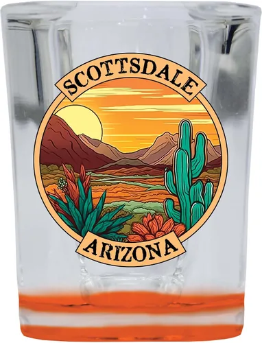Scottsdale Arizona Design A Souvenir - Vaso de chupito cuadrado de 2.5 onzas, color naranja, paquete de 4