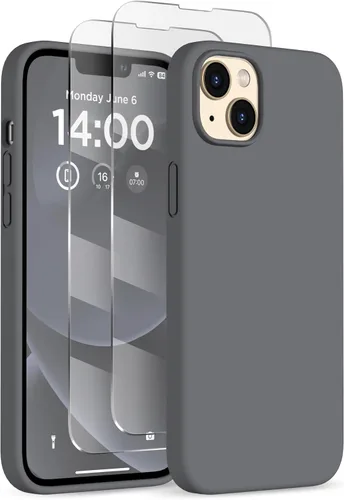 Miniatura 16 de Funda de silicona diseñada para iPhone 14 Plus, con 2 protectores de pantalla, funda protectora de cuerpo completo a prueba de golpes, funda delgada