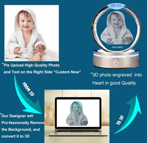 Miniatura 3 de Marco de fotos grabado con láser 3D personalizado con tu propia imagen, marco de fotos grabado con láser, conmemorativo, boda, aniversario, Navidad