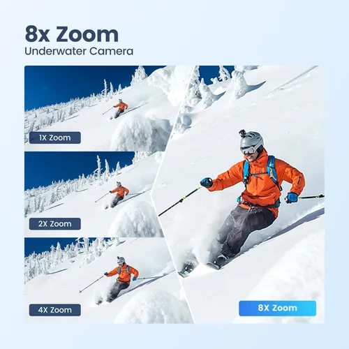 Miniatura 4 de Cámara de acción 4K60FPS impermeable, cámara subacuática desnuda de 15M con tarjeta de 64 GB, pantalla táctil con zoom 8X, cámara deportiva, cámara