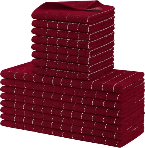 Miniatura 29 de Homaxy Juego de 8 toallas de cocina y paños de cocina, 12 x 12 y 13 x 28 pulgadas, juego de 8 toallas de cocina de rizo de algodón a granel, diseño