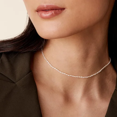 Miniatura 2 de PAVOI Collar de perlas de agua dulce chapado en oro de 14 quilates para mujer, Perla, Perla