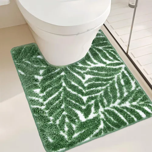 Miniatura 21 de Alfombra de Baño Azul - Alfombra de baño azul oscuro pequeña con hojas tropicales, antideslizante, lavable, para suelo de baño, bonita alfombra