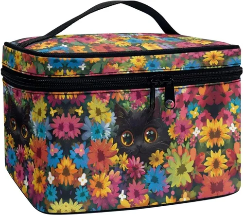 Miniatura 11 de 60S Groovy Hippie Flower Pink Pattern Travel Makeup Bags for Women Portable Tote Cosmetic Case with Carry Handle Toiletry Accessories Storage