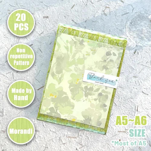 Miniatura 4 de Aromoty 20 piezas de papel artesanal para álbum de recortes, papel texturizado para manualidades, papel Morandi A5 en malla, tela de morera, mezcla