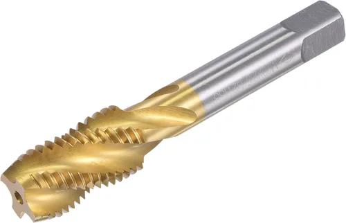Miniatura 16 de uxcell Grifo de roscado de flauta en espiral M12 x 1.25, métrico HSS (acero de alta velocidad) chapado en titanio, roscado de rosca de máquina, 4
