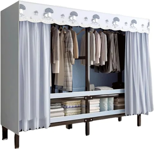 Miniatura 19 de Armarios grandes plegables de 0.984 in/1 pulgada de tubo de acero para ropa, estantes de almacenamiento para dormitorio, armario grande portátil