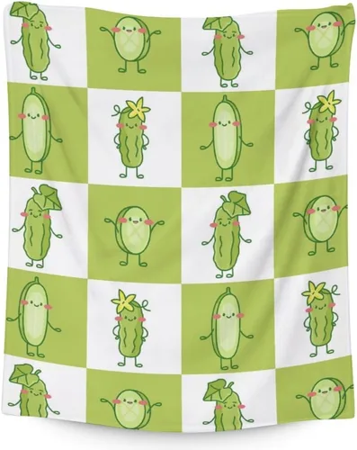 Miniatura 11 de Manta Pickle para niñas, niños, acogedora, cálida, de 30 x 40 pulgadas, manta de tamaño regazo para sofá, silla, manta verde divertida y mullida