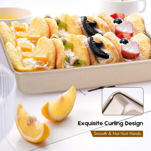 Miniatura 3 de AMAGABELI GARDEN & HOME Juego de 3 moldes antiadherentes para hornear bandejas de horno, bandejas de acero al carbono, juego de 3 utensilios