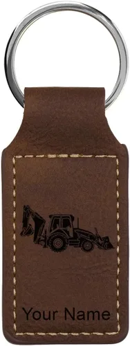 Miniatura 32 de LaserGram Llavero rectangular, retroexcavadora, grabado personalizado incluido