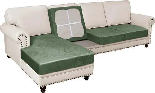Miniatura 28 de Fundas para sofá modular, funda para sofá con aspecto de cuero, forma de L, 2 piezas, funda elástica suave para sofá seccional, protector de muebles