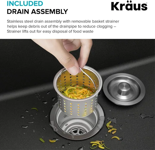 Miniatura 11 de Kraus Quarza - Fregadero de cocina de granito para montar por debajo, cajón único de 31 pulgadas, en ónix negro, KGU-413B
