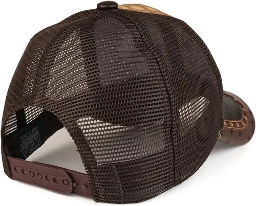 Miniatura 3 de Trendy Apparel tienda paja diseño metálico Rodeo Cowboy caballo Logo de metal camionero de malla gorra de béisbol