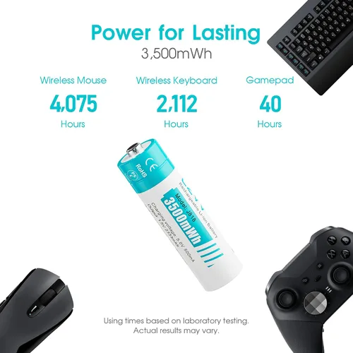 Miniatura 5 de Baterías de litio recargables AA de 1.5 V, paquete de 8, recargadas por completo, de larga duración, 3500 mWh, alta capacidad, 2300 mAh, Dual A