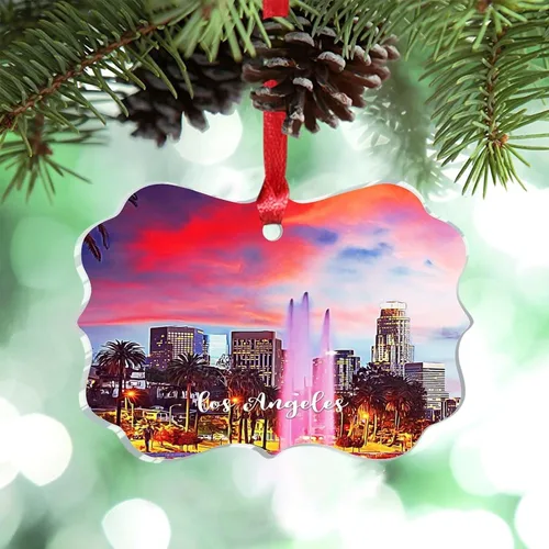 Miniatura 29 de Adornos de Navidad de California Estados Unidos, paisaje urbano de Los Ángeles, adornos de árbol de Navidad, adornos de Navidad personalizados