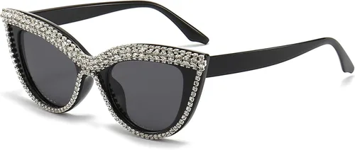 LJCZKA Diamond Cat Eye Sunglasses Women Retro Jeweled Rhinestone Sun Glasses Sparkle Crystal Pearl Luxury Bling Eyewear