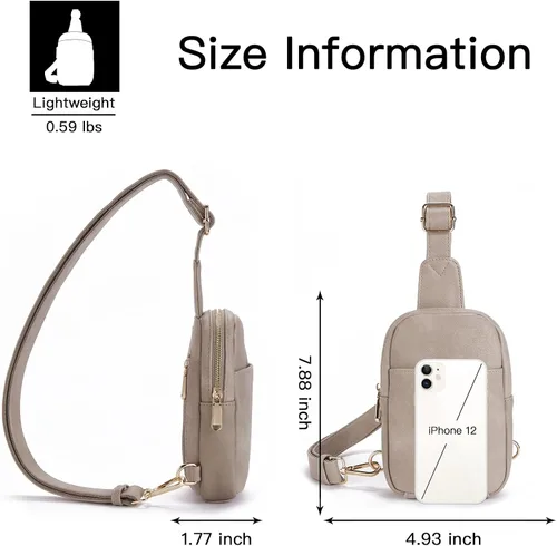 Miniatura 41 de Telena Riñonera pequeña para mujer, de cuero, cangureras, bolsa de pecho para mujer