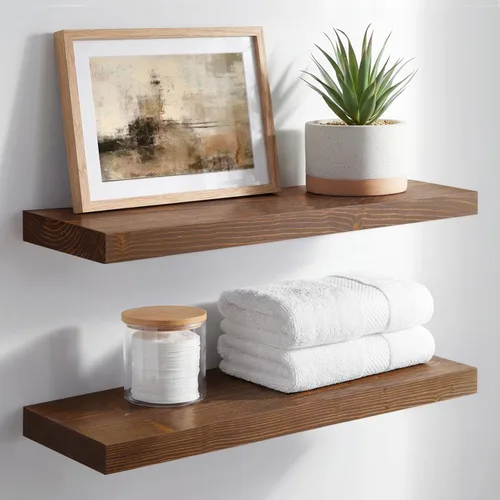 Miniatura 19 de Homeforia Estante flotante blanco de 48 pulgadas, estantes flotantes de madera maciza de alta gama de 48 pulgadas de largo para montaje en pared