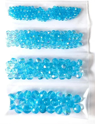 Miniatura 4 de Juego de cuentas de cristal checo pulido al fuego en color aguamarina AB para la fabricación de joyas y manualidades - diferentes tamaños 0.118 in