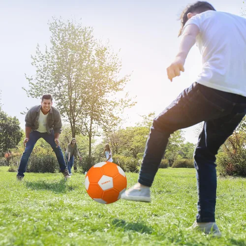 Miniatura 7 de Pelota de fútbol curva tamaño 4, pelotas suaves con curva para exterior e interior, pelota de fútbol tamaño 4 para niños y niñas Naranja y blanco
