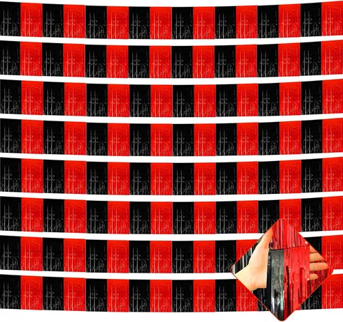 Miniatura 11 de Paquete de 10 unidades de guirnalda de flecos de papel de aluminio de 10 pies con lentejuelas metálicas, bandera para colgar en la pared, telón
