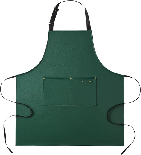Miniatura 11 de eywlwaar Delantal impermeable de poliuretano con 2 bolsillos grandes, delantal ajustable a prueba de aceite para cocina, lavavajillas, cocina, 29.92