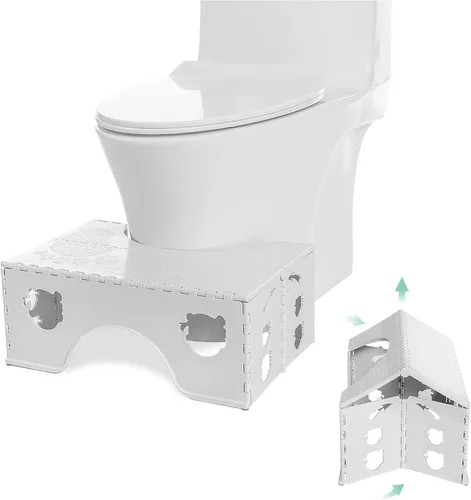 Taburete de inodoro plegable, taburete de baño saludable de 7 pulgadas con pies antideslizantes, un buen ayudante para aliviar eficazmente el